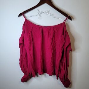 Parker Pink Sangria Spagetti Strap Cold Shoulder Silk Top Size XS